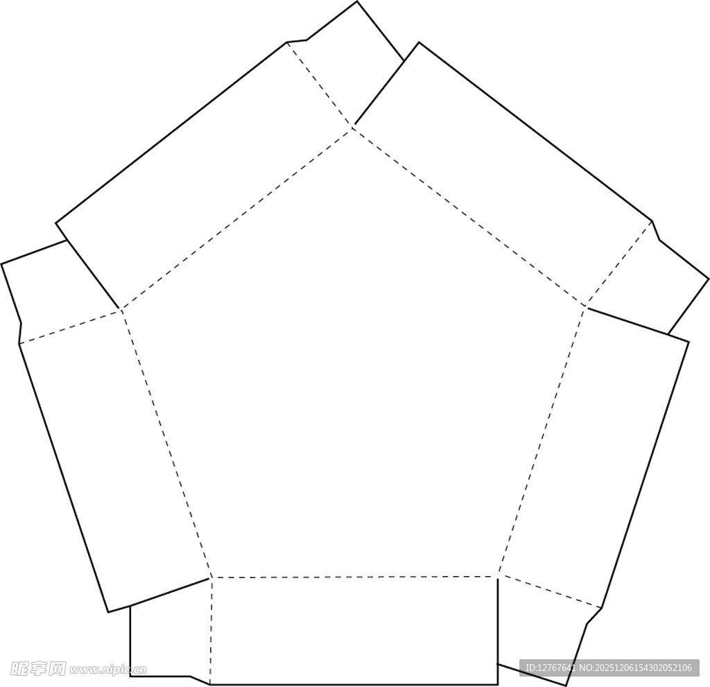 五边形包装盒展开图设计