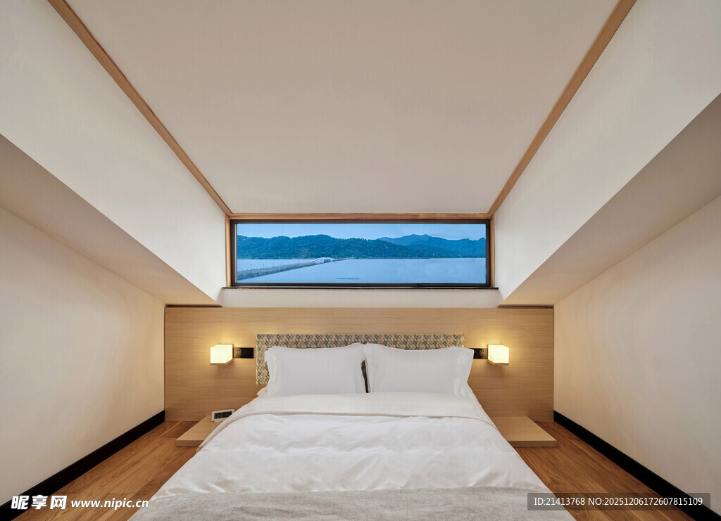 简约卧室带天窗海景视野