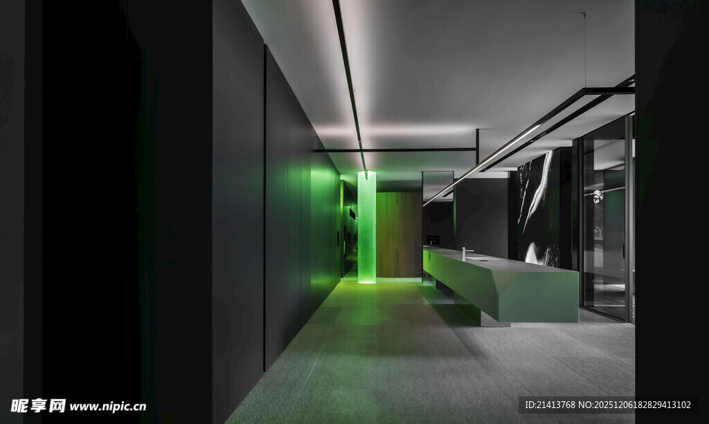 现代科技感走廊室内空间