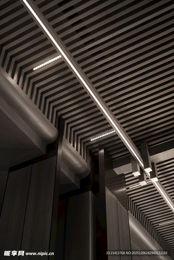 现代室内金属线条天花板