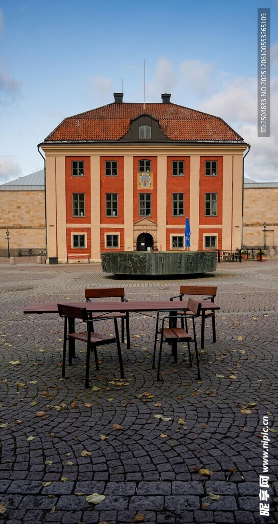 欧式庭院桌椅建筑风景