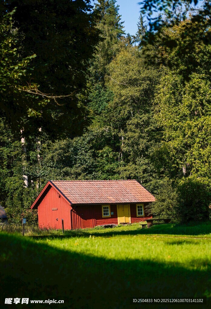 森林中的红色小屋