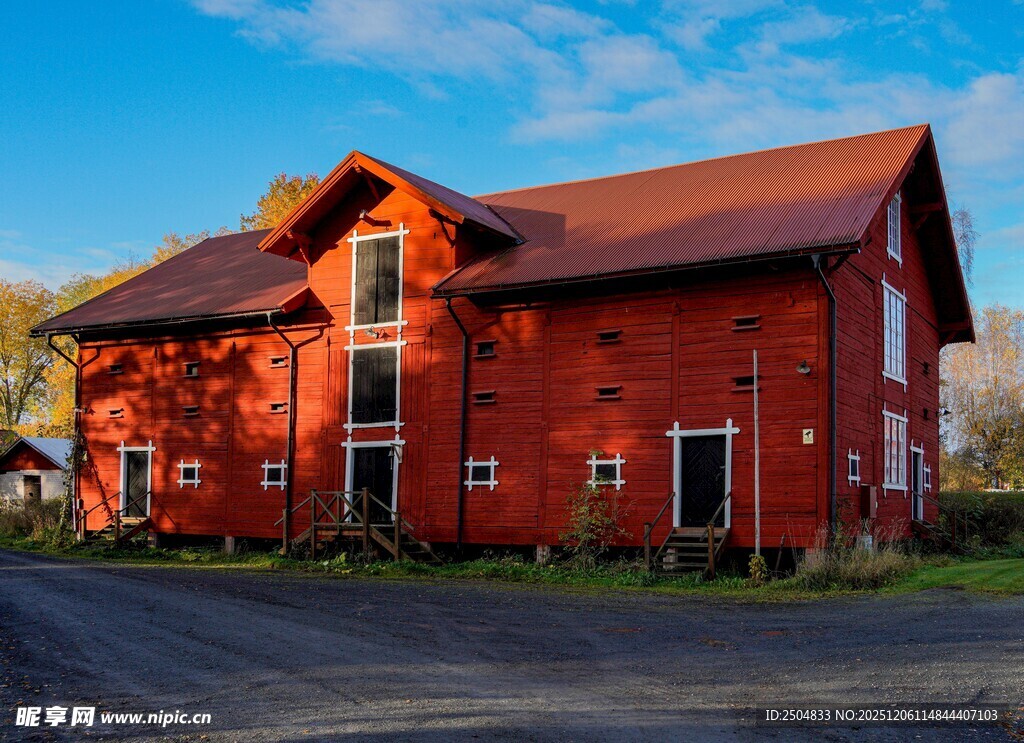 红色乡村谷仓 田园风光