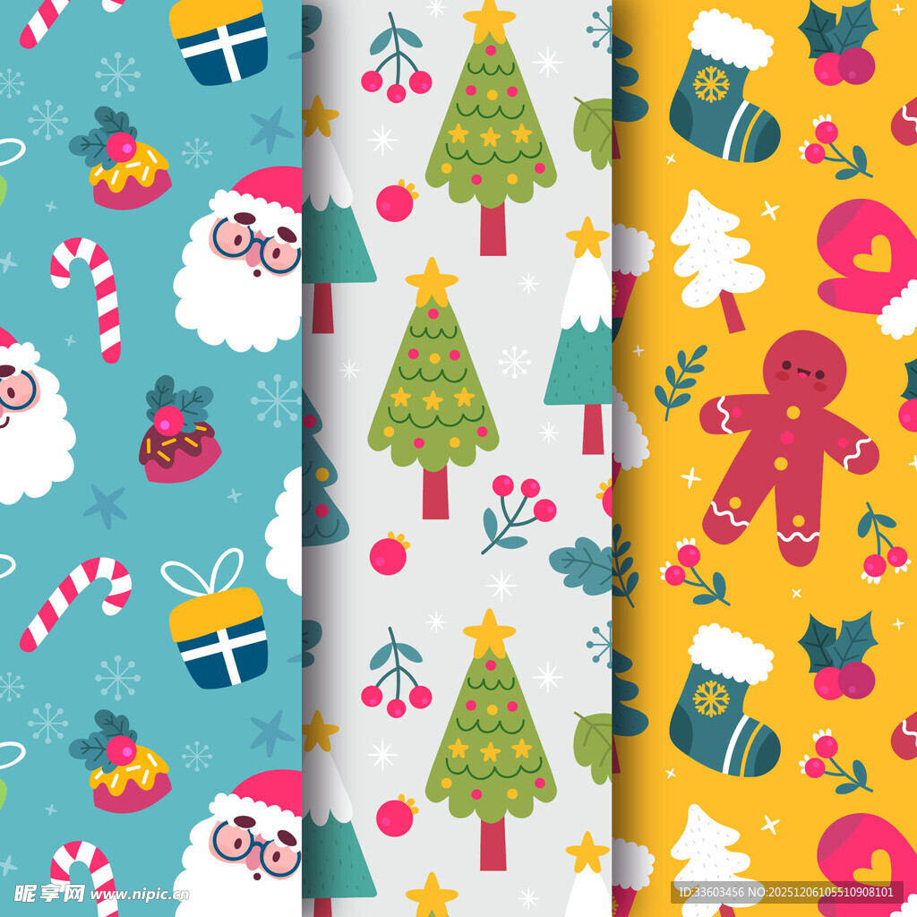 多彩圣诞元素图案集合