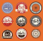 复古自行车主题徽章集合