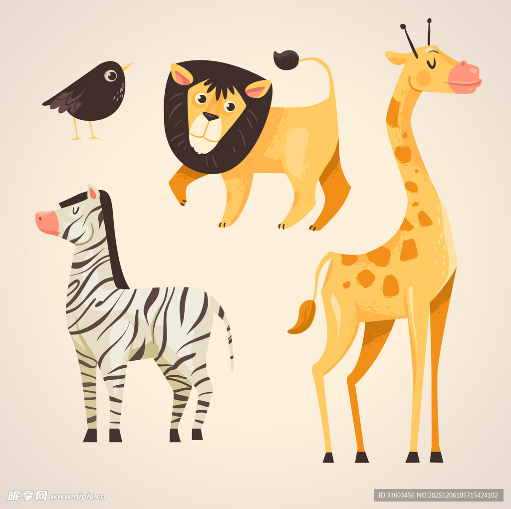 可爱卡通野生动物集合
