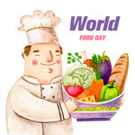 世界美食日的厨师与蔬果