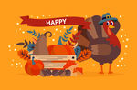 欢乐火鸡与丰收元素