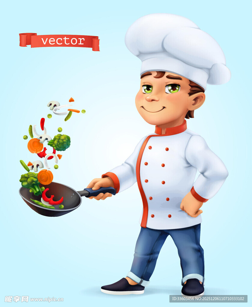 厨师烹饪多彩食材