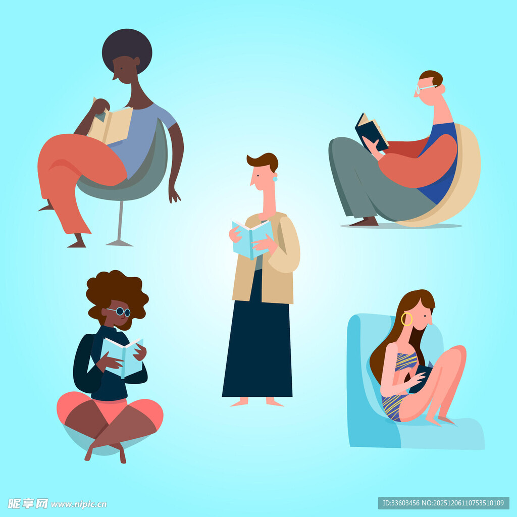 多样姿态的休闲人物场景