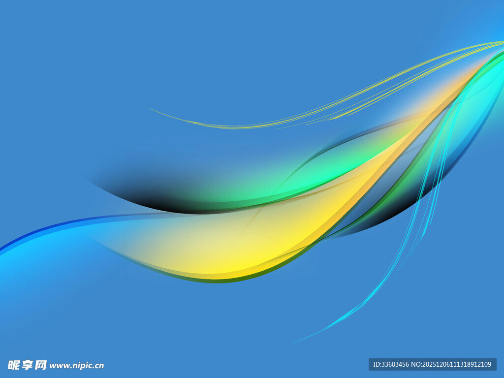蓝色背景彩色流动线条