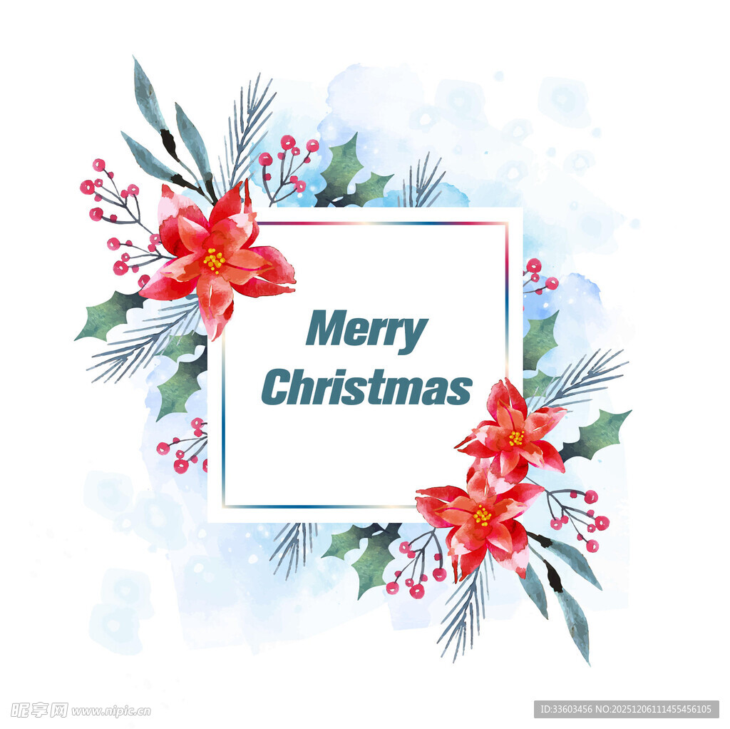 圣诞花卉装饰卡片