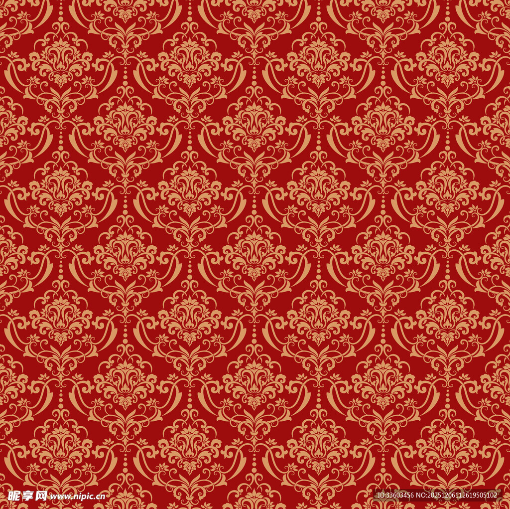 红色中式传统花纹图案