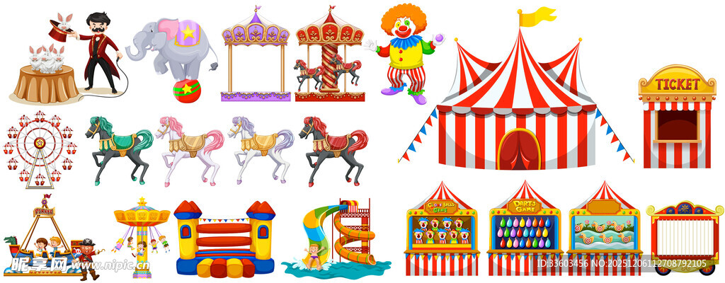 欢乐缤纷的街头游乐场景