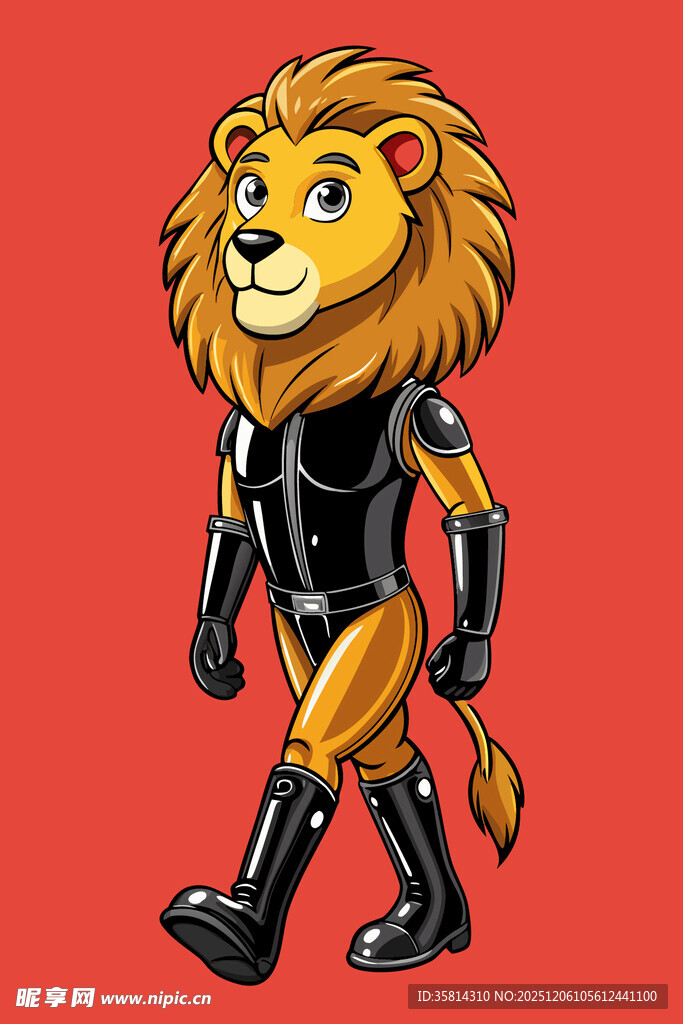 穿着盔甲的狮子卡通形象