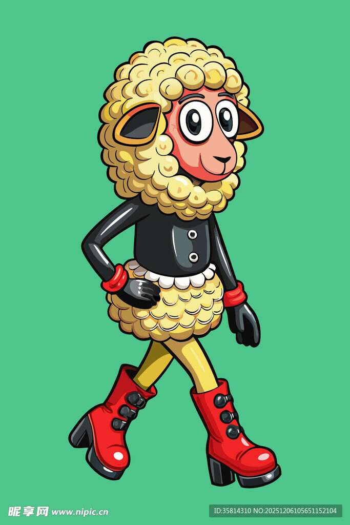 绵羊造型的时尚卡通角色