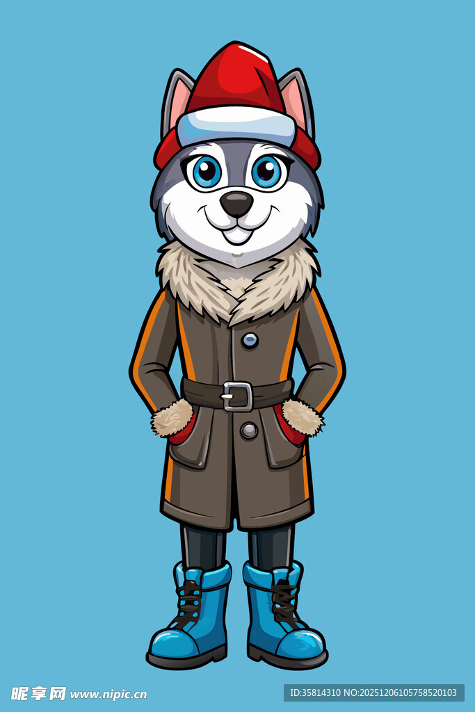 戴圣诞帽的时尚狗狗