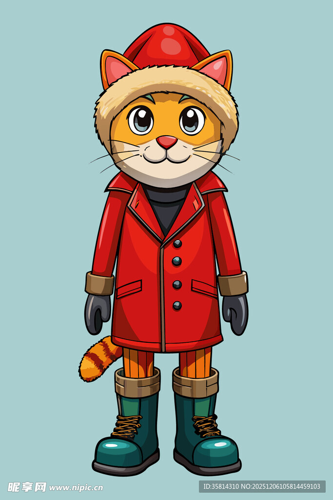 穿红衣的可爱猫咪形象