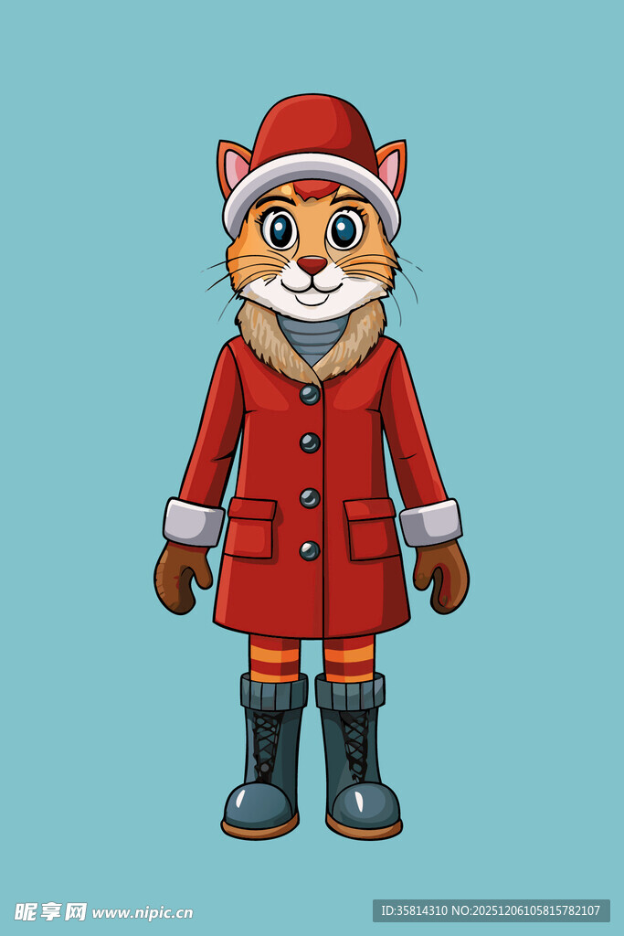 穿圣诞装的可爱小狐狸