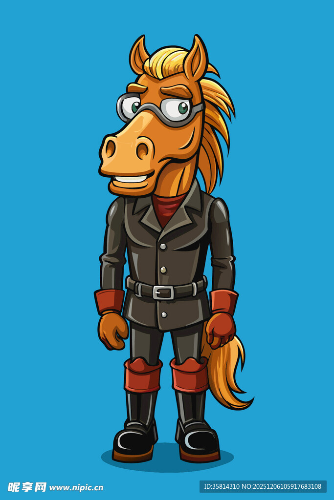 卡通风格的机械装束小马