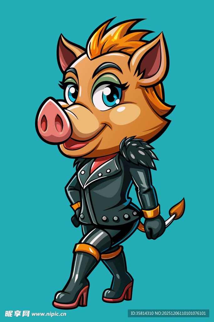 朋克风小猪女孩形象