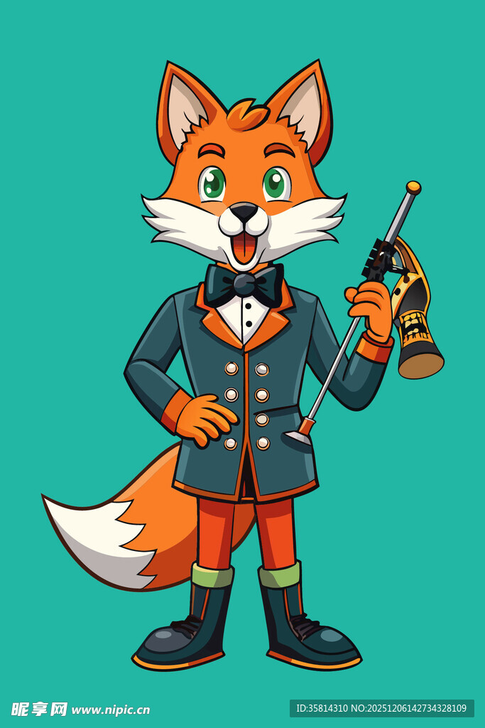 穿制服拉小提琴的狐狸