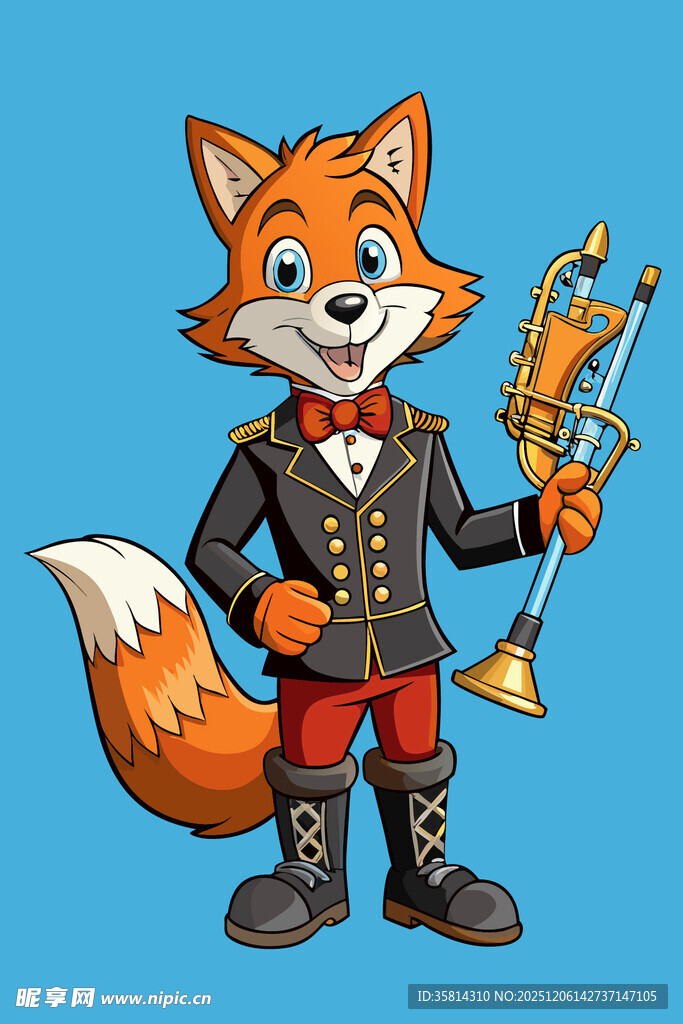 穿制服吹小号的欢乐狐狸