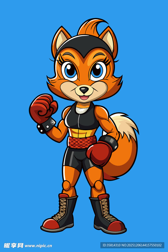 戴拳套的卡通狐狸形象