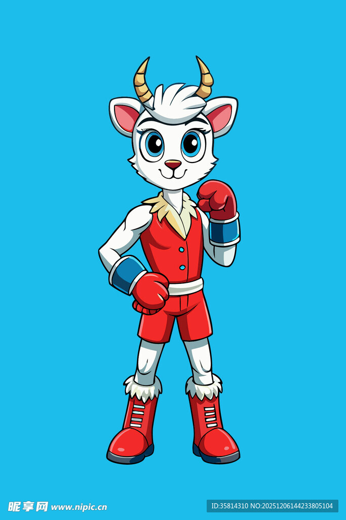 卡通小牛拳击手形象