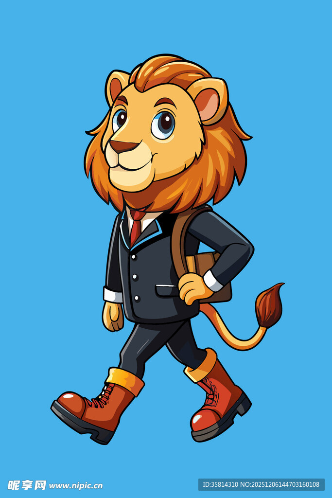 穿西装行走的卡通狮子
