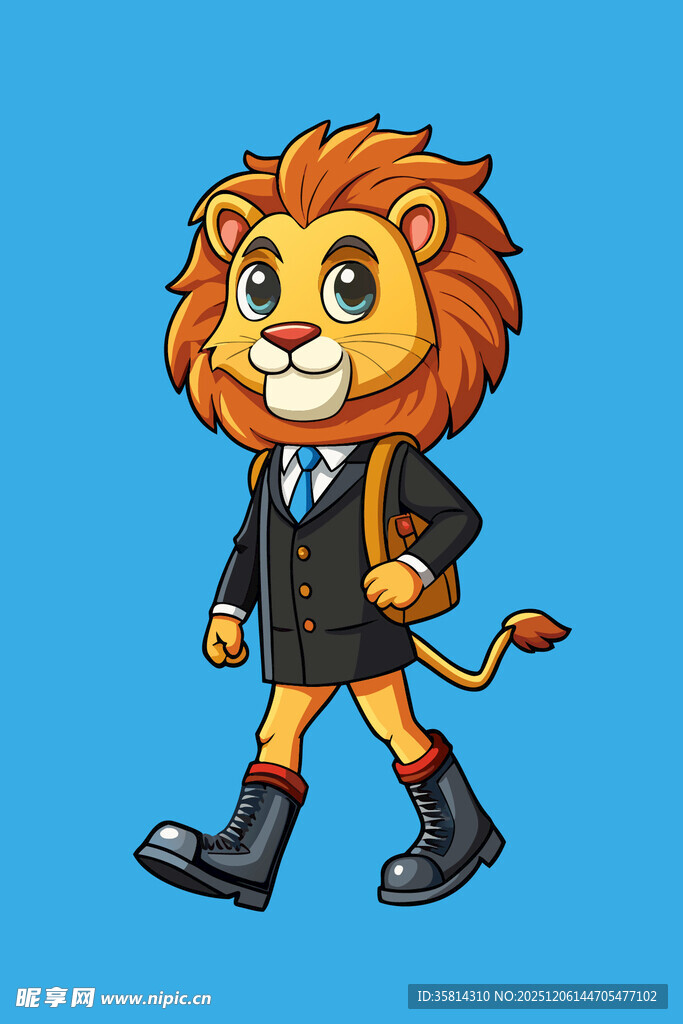 穿校服的卡通狮子形象