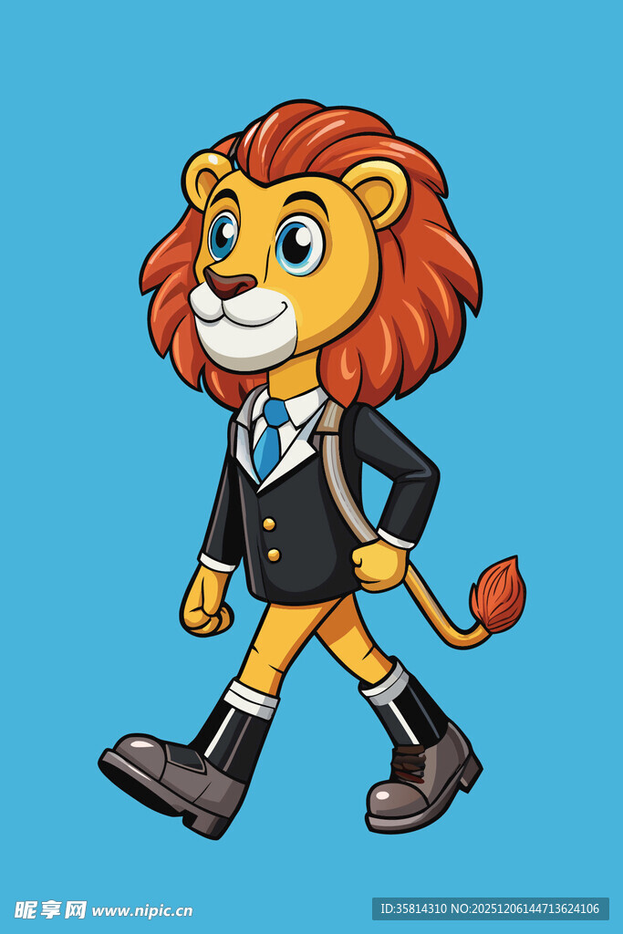 穿校服的狮子卡通形象