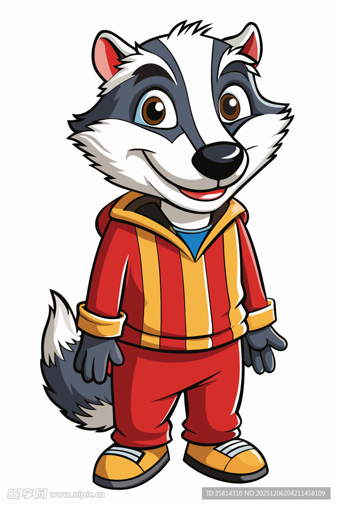 穿条纹衣的可爱小浣熊