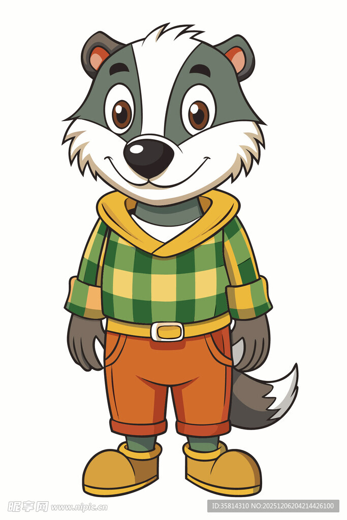 穿着格子装的可爱獾