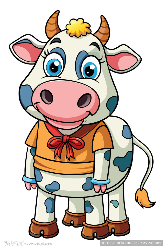 可爱卡通奶牛装扮形象