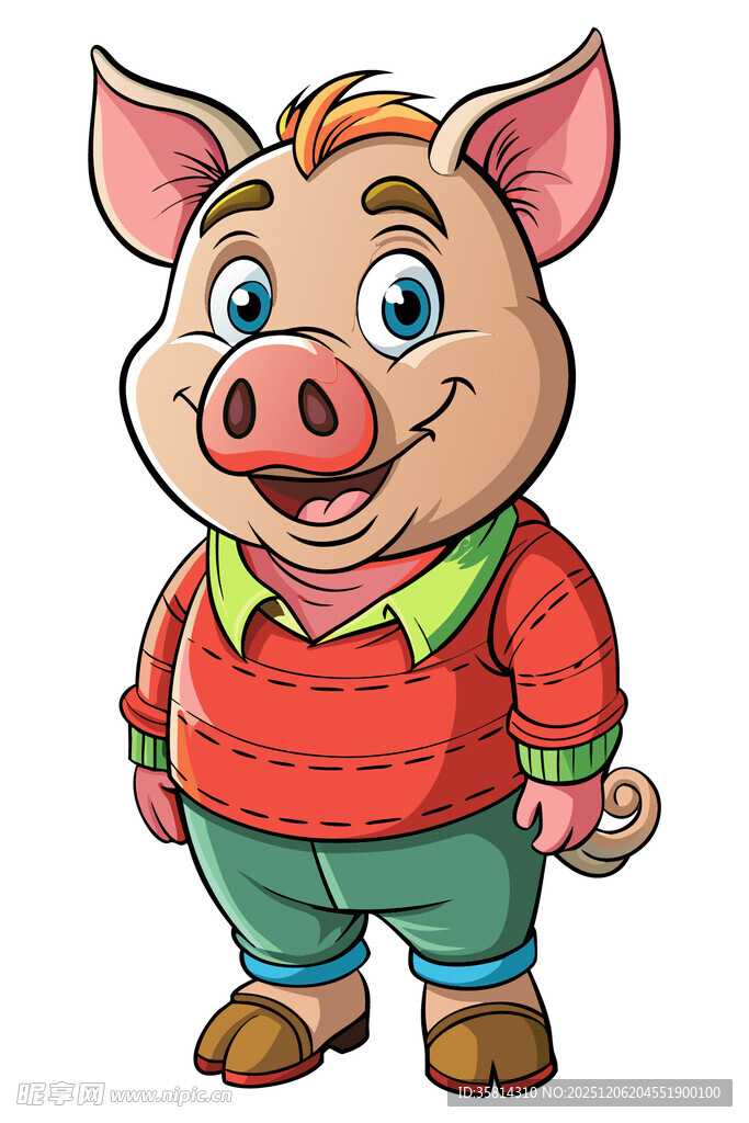 穿红衣的可爱小猪形象