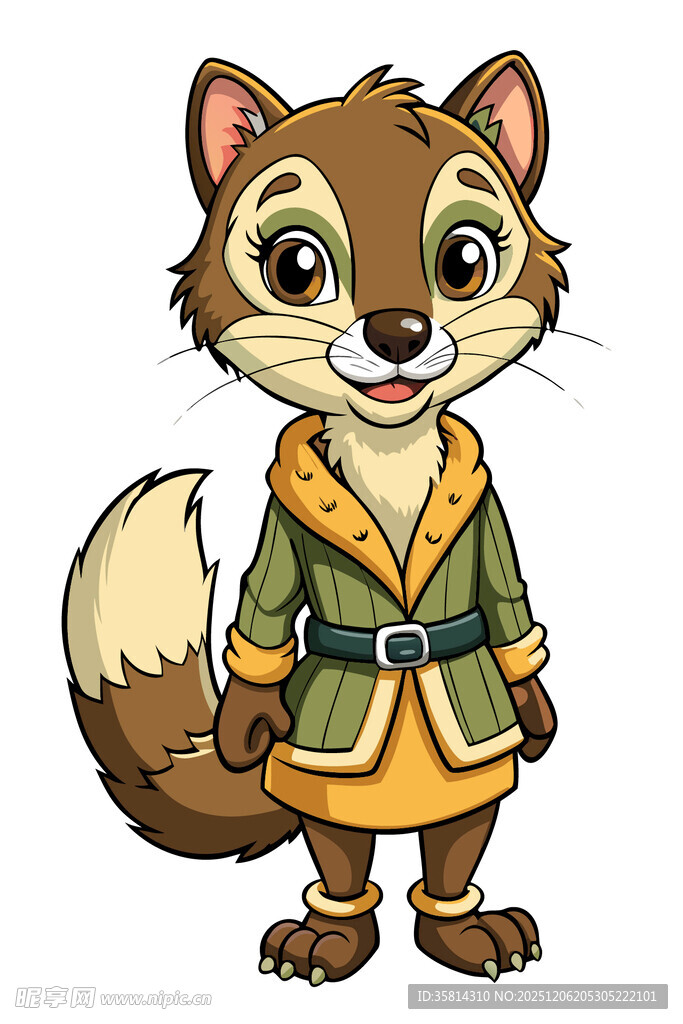 穿着服饰的可爱小狐狸