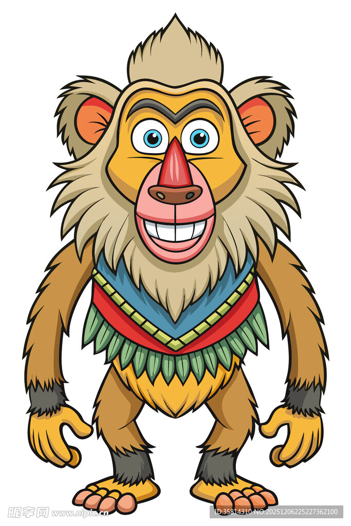 卡通猴子形象身着特色服饰