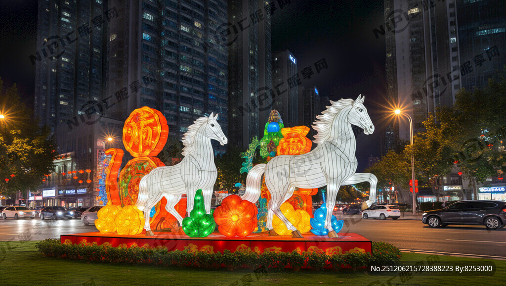 现代感马年花灯