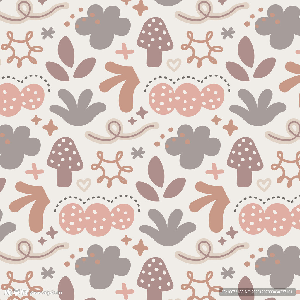 复古花卉植物无缝图案