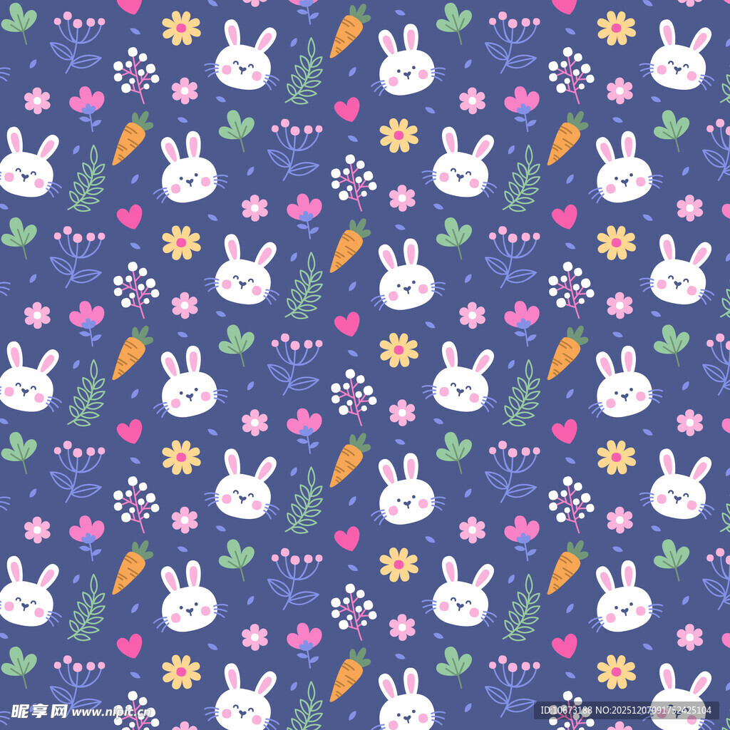 兔子花卉图案背景