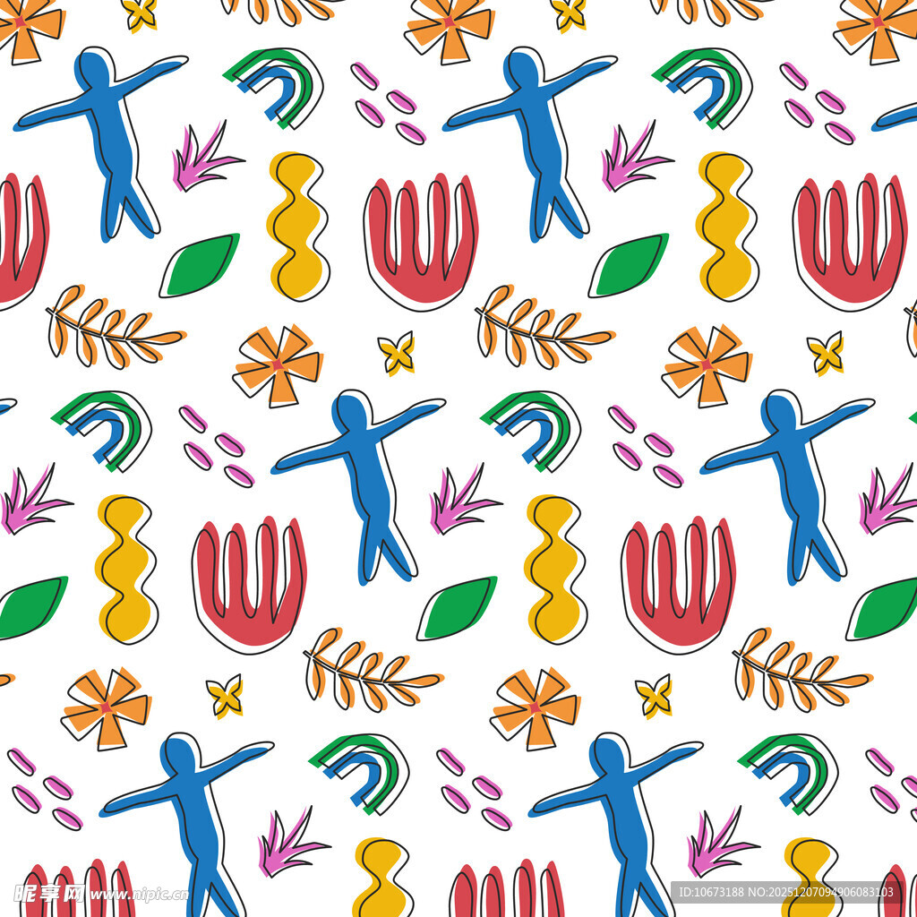 多彩节日元素无缝图案