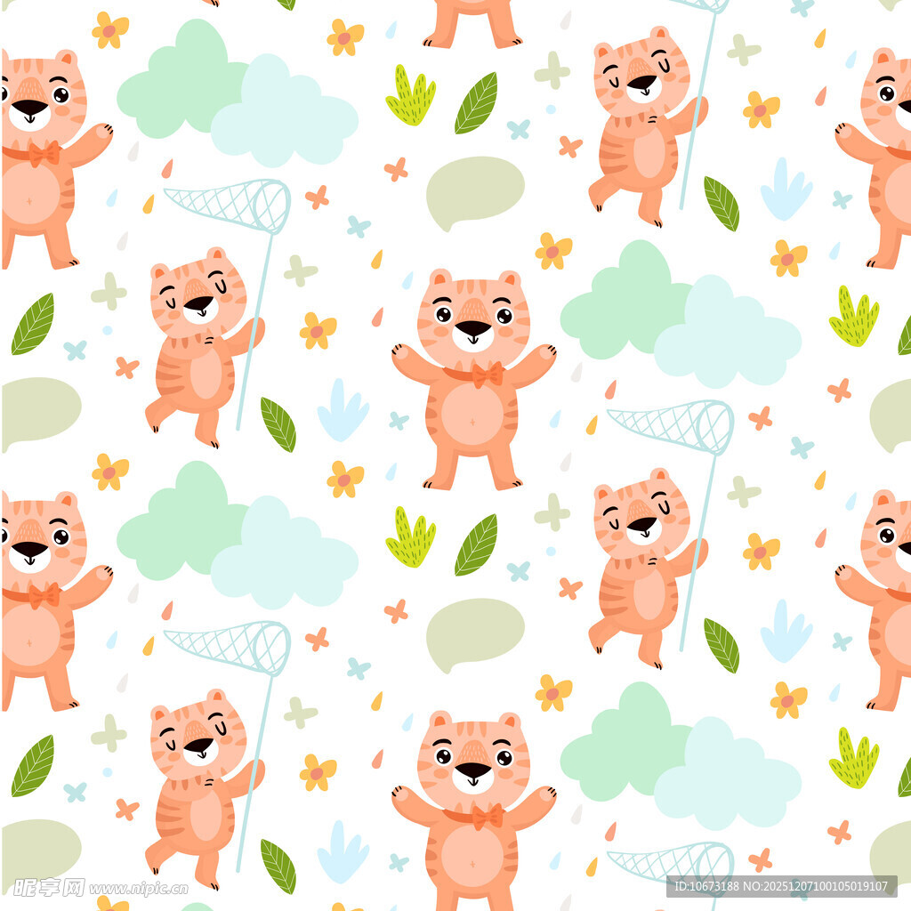 可爱小熊卡通图案背景