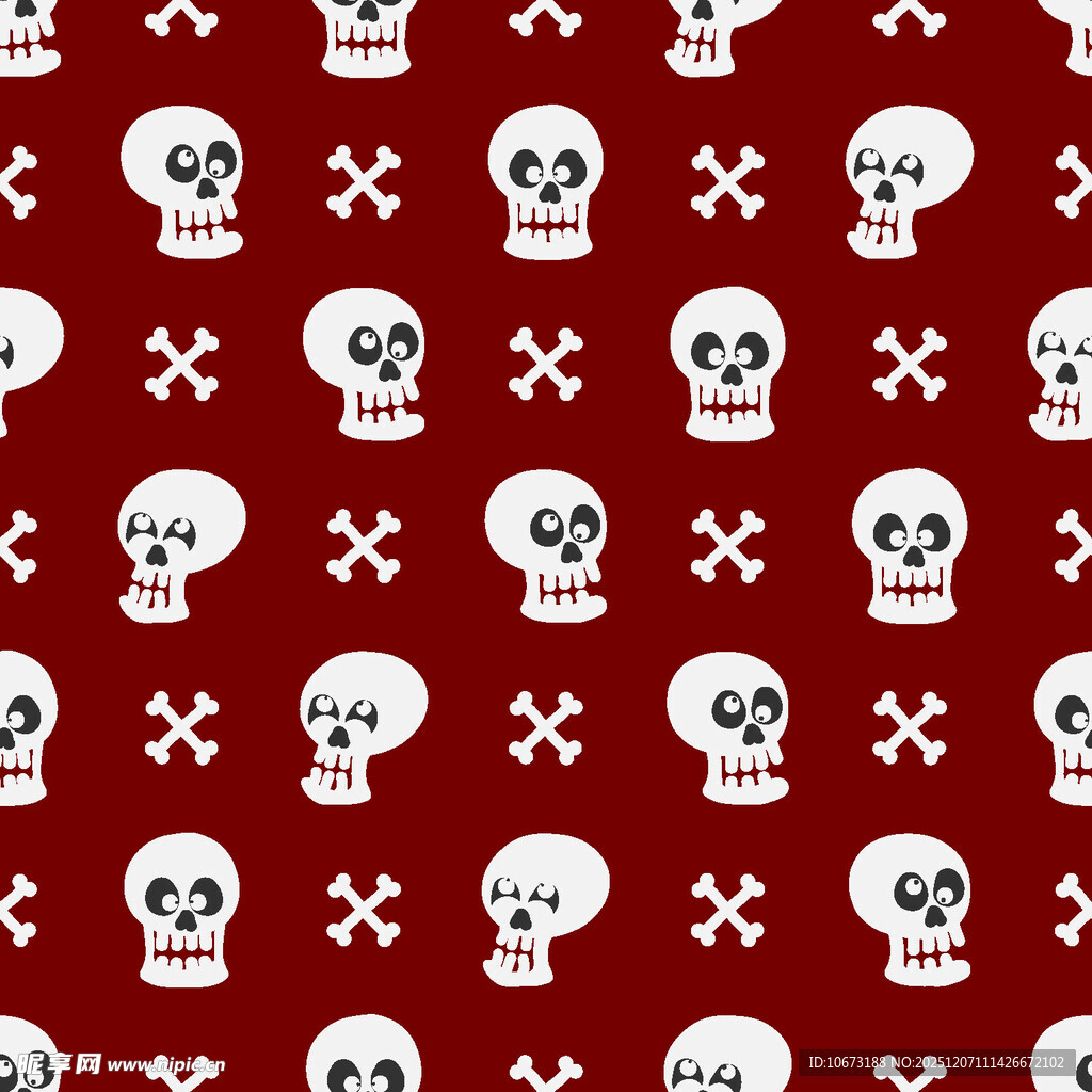 红色骷髅交叉骨图案背景