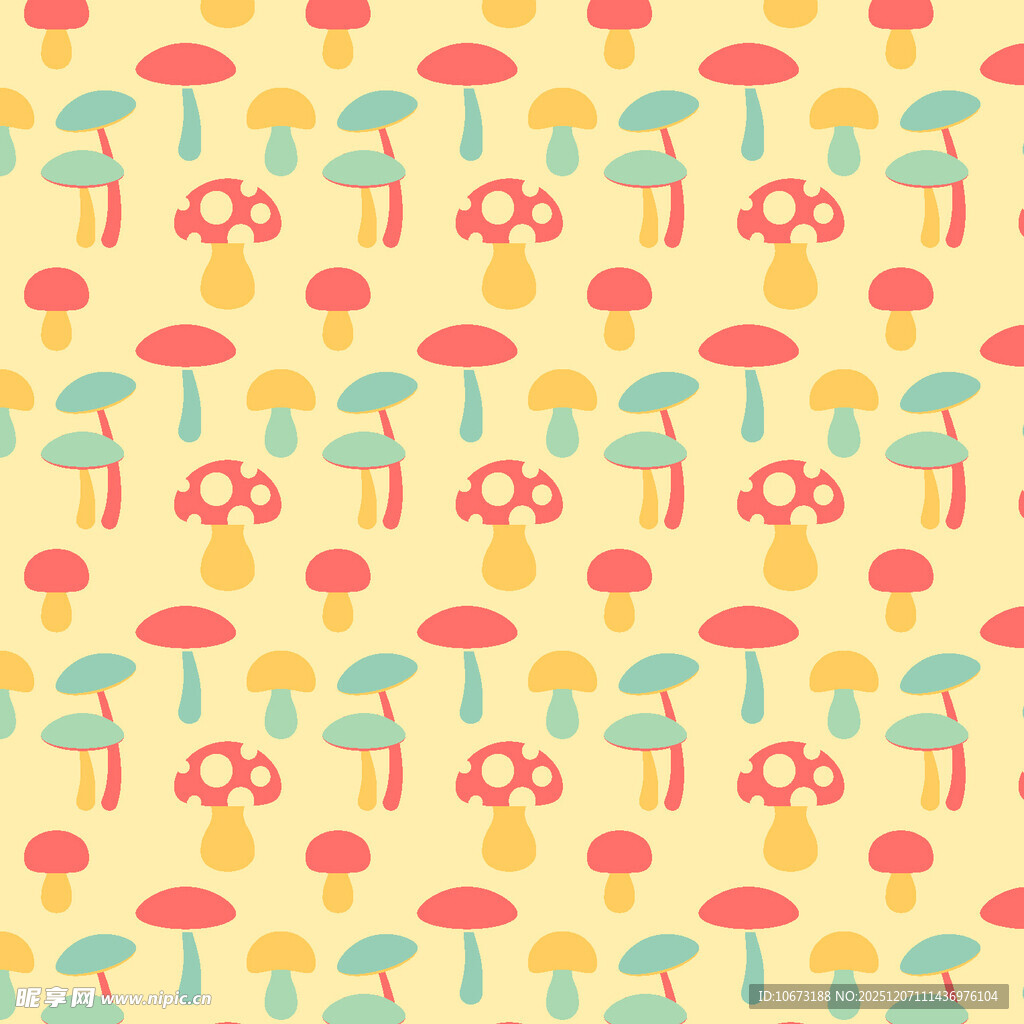 可爱蘑菇图案背景