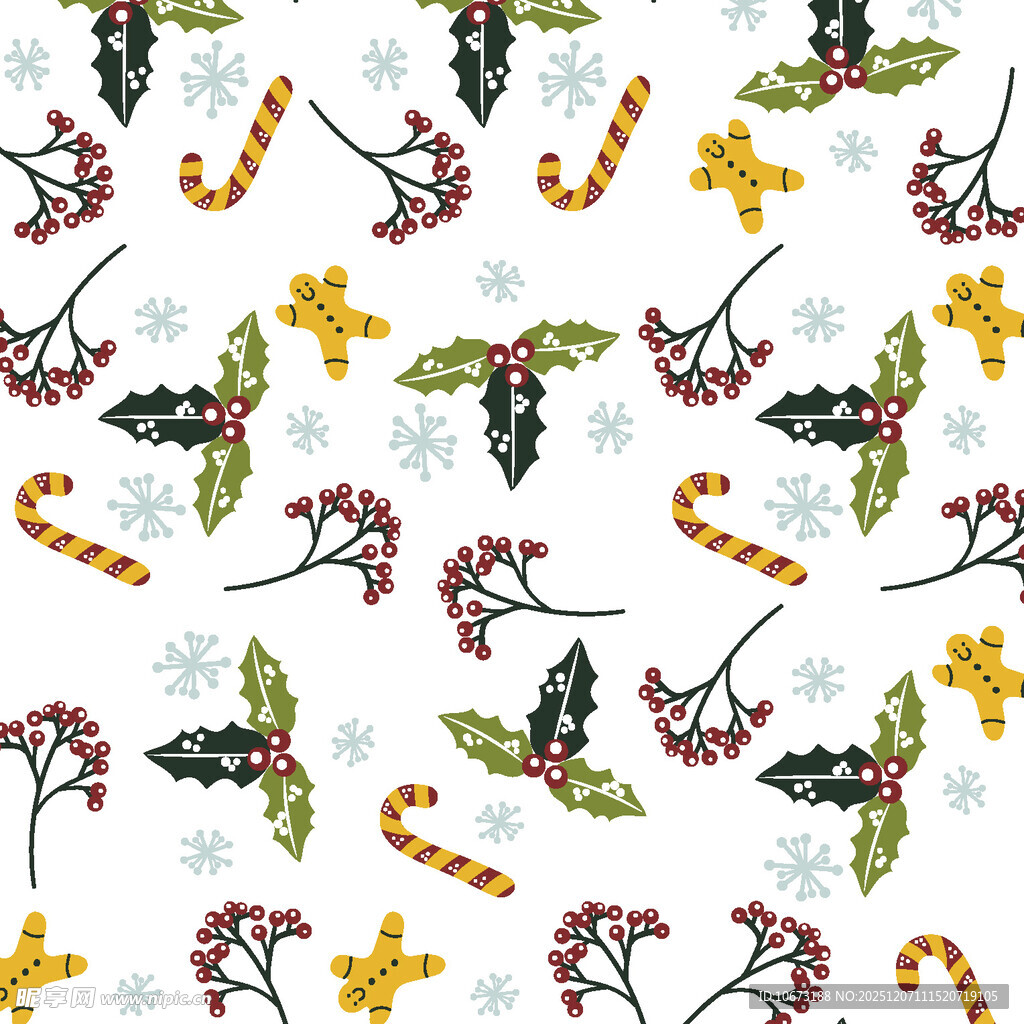 圣诞元素无缝图案背景