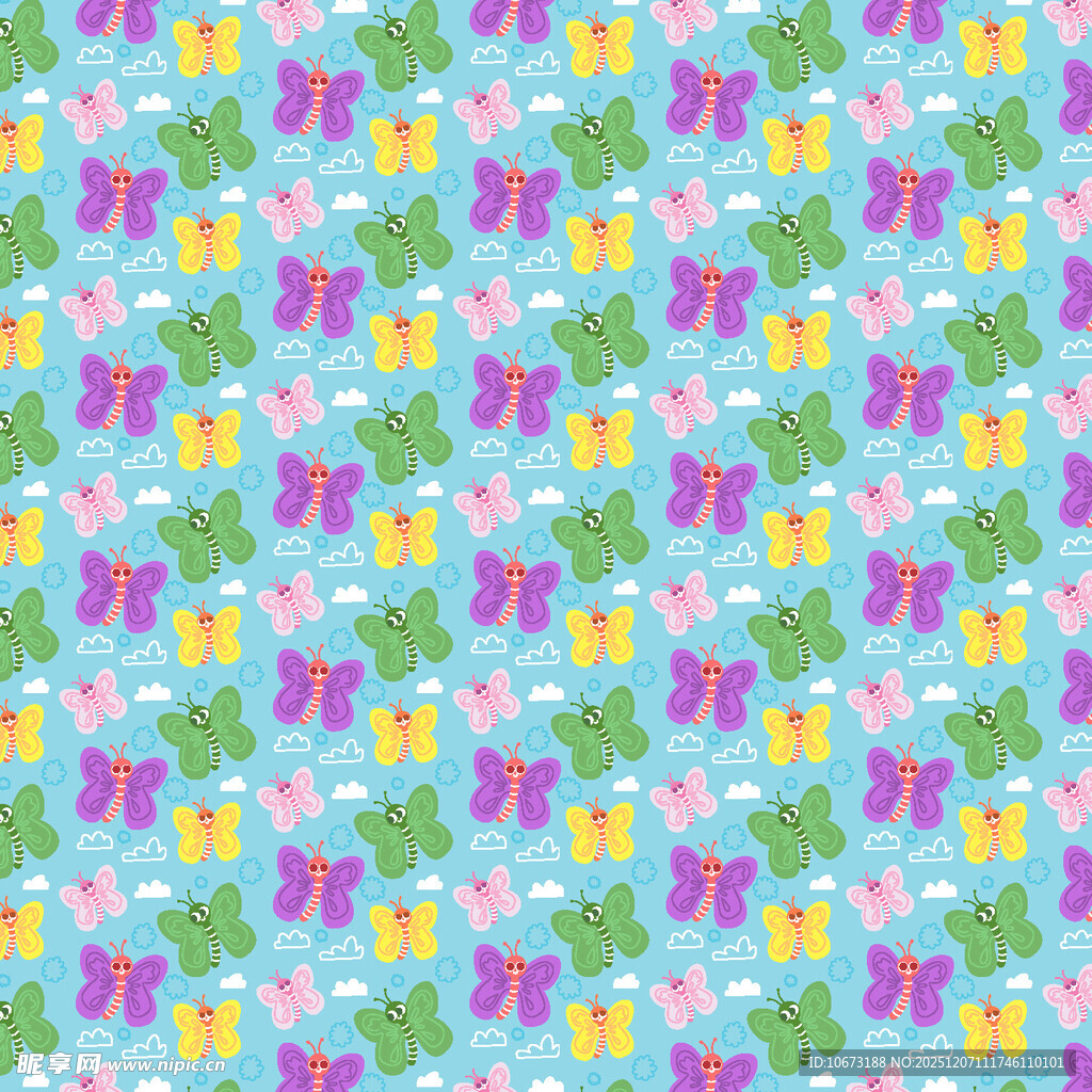 多彩蝴蝶花卉图案背景