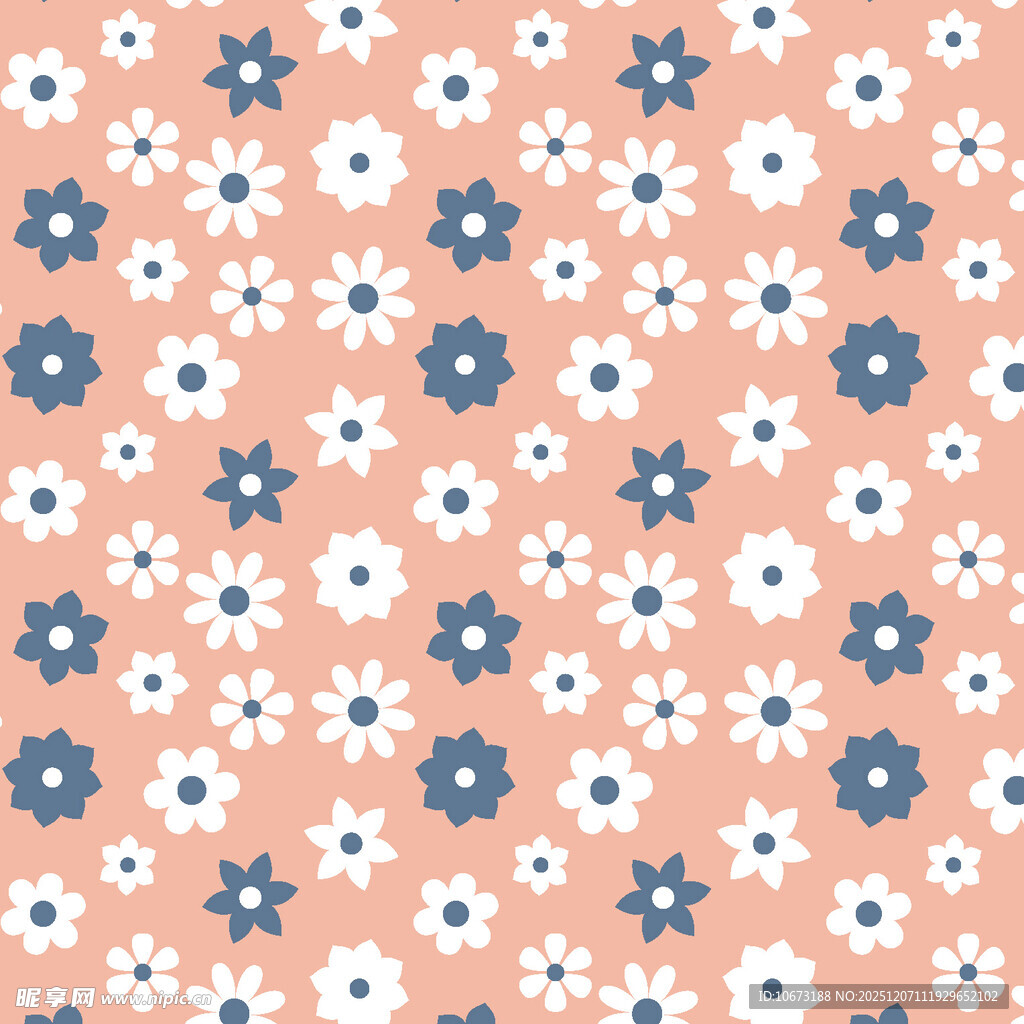粉色底蓝白小花图案