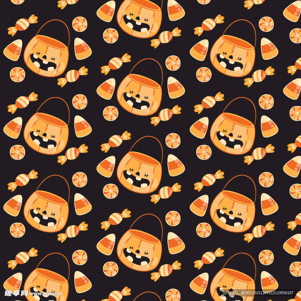 南瓜小狗图案无缝背景图