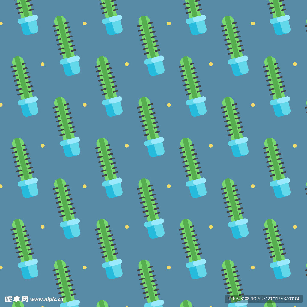 蓝色背景的仙人掌图案